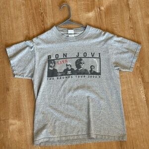 Bon Jovi Band Gray T-Shirt Concert Graphic